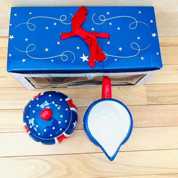 Carnival Cottage by Johanna Parker patriotic cream and sugar set - Picture 6 of 13